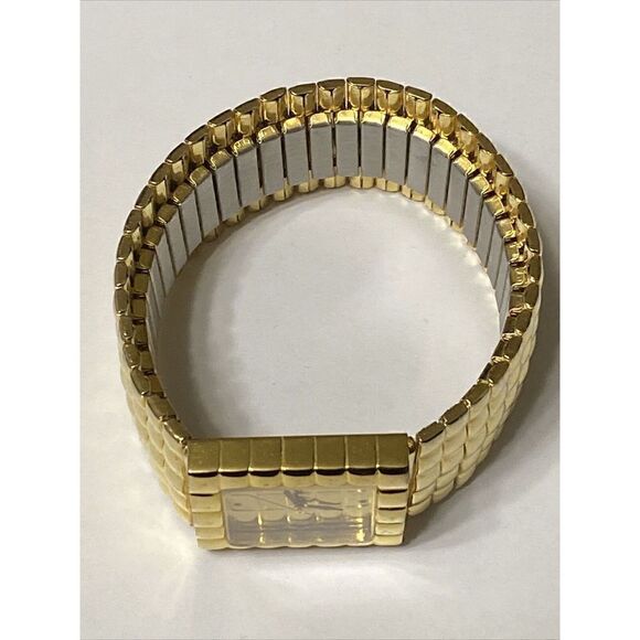 Joan Rivers Classics Quilted Gold Tone Square Dress Watch Accordion Band - Picture 3 of 5